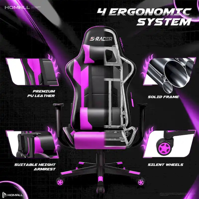 Sedia ergonomica da ufficio/gaming girevole regolabile in similpelle