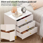 Comodino 3 cassetti con gambe in metallo Tavolino bianco