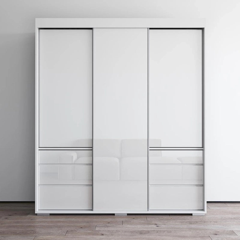 Armadio a 3 ante in vetro da 180 cm, stile moderno