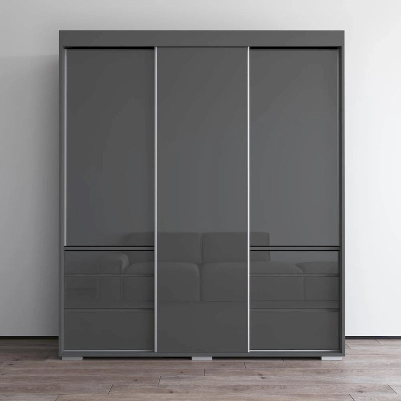 Armadio a 3 ante in vetro da 180 cm, stile moderno