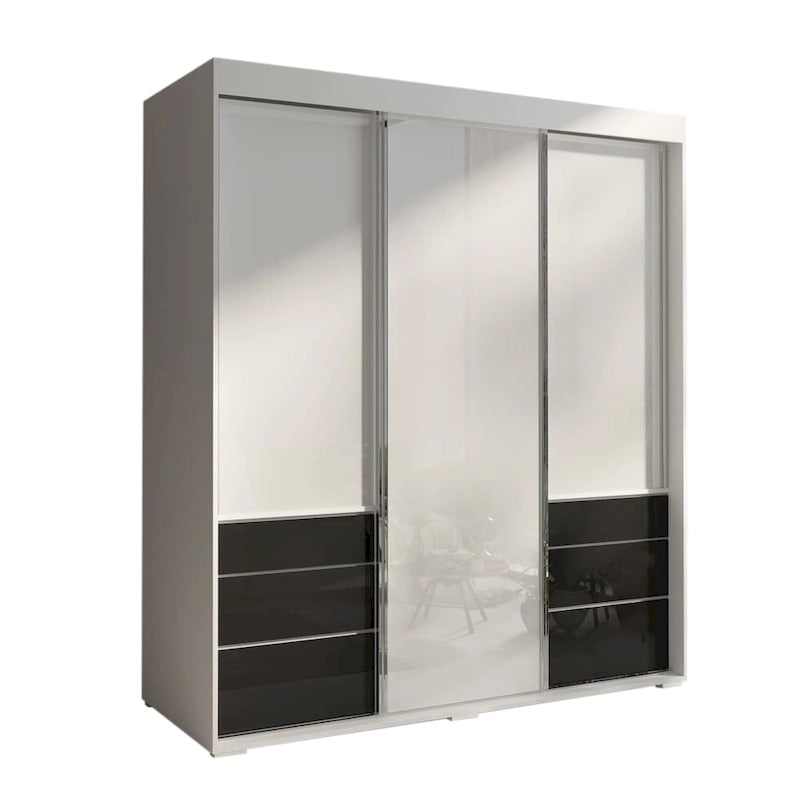Armadio a 3 ante in vetro da 180 cm, stile moderno