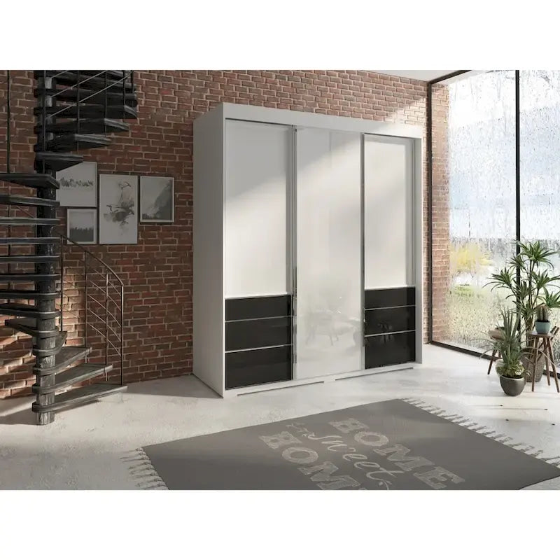 Armadio a 3 ante in vetro da 180 cm, stile moderno
