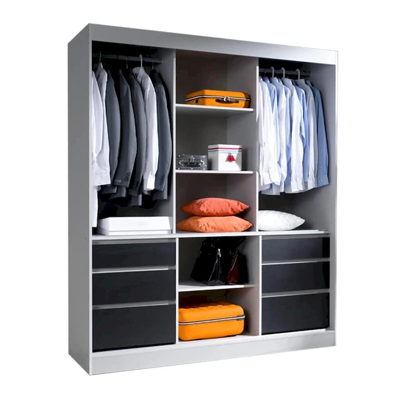 Armadio a 3 ante in vetro da 180 cm, stile moderno