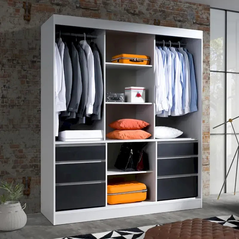 Armadio a 3 ante in vetro da 180 cm, stile moderno