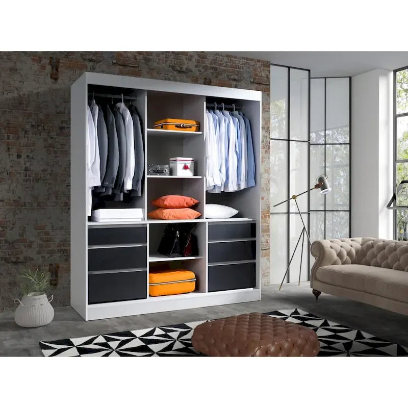 Armadio a 3 ante in vetro da 180 cm, stile moderno