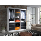 Armadio a 3 ante in vetro da 180 cm, stile moderno