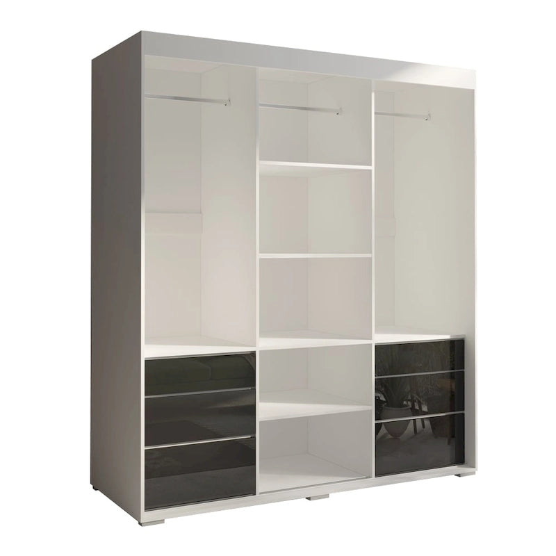 Armadio a 3 ante in vetro da 180 cm, stile moderno