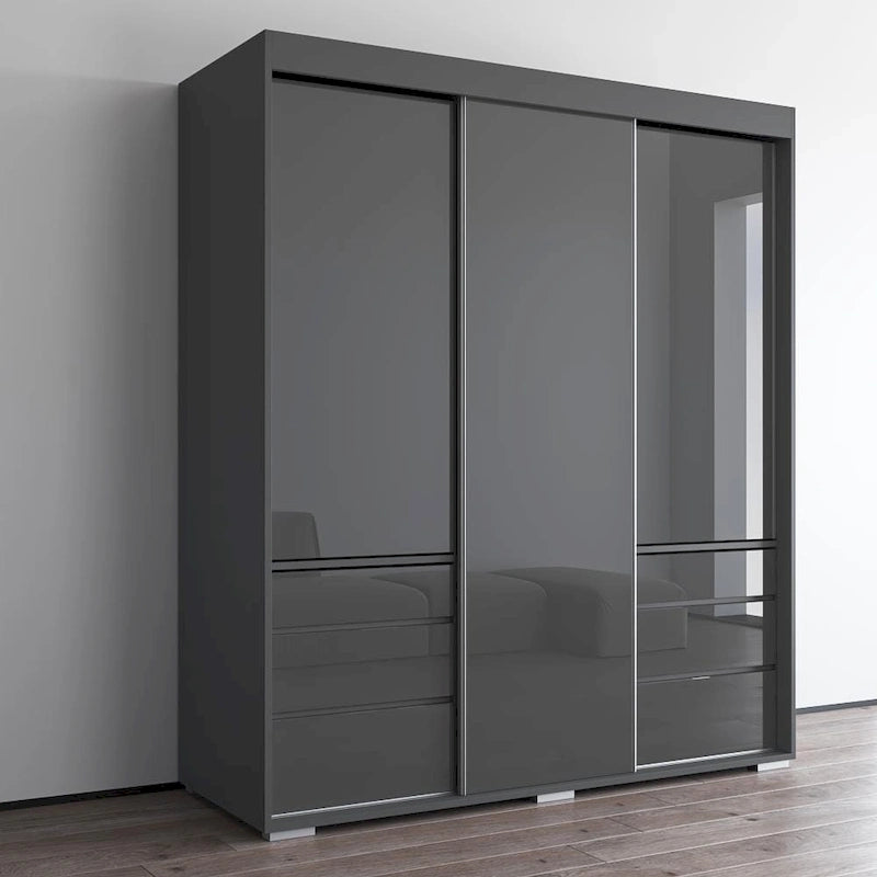 Armadio a 3 ante in vetro da 180 cm, stile moderno