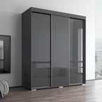 Armadio a 3 ante in vetro da 180 cm, stile moderno