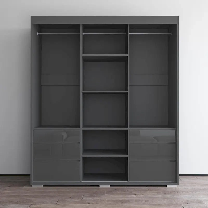 Armadio a 3 ante in vetro da 180 cm, stile moderno
