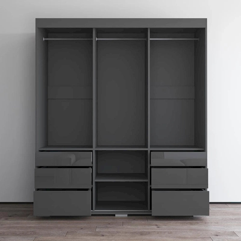 Armadio a 3 ante in vetro da 180 cm, stile moderno