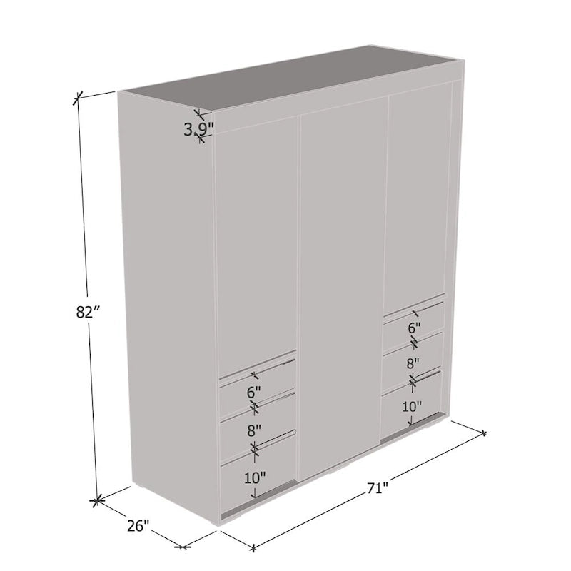 Armadio a 3 ante in vetro da 180 cm, stile moderno
