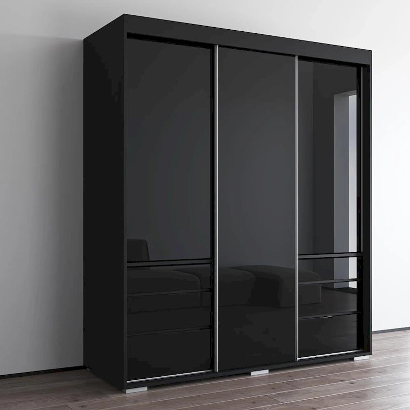 Armadio a 3 ante in vetro da 180 cm, stile moderno