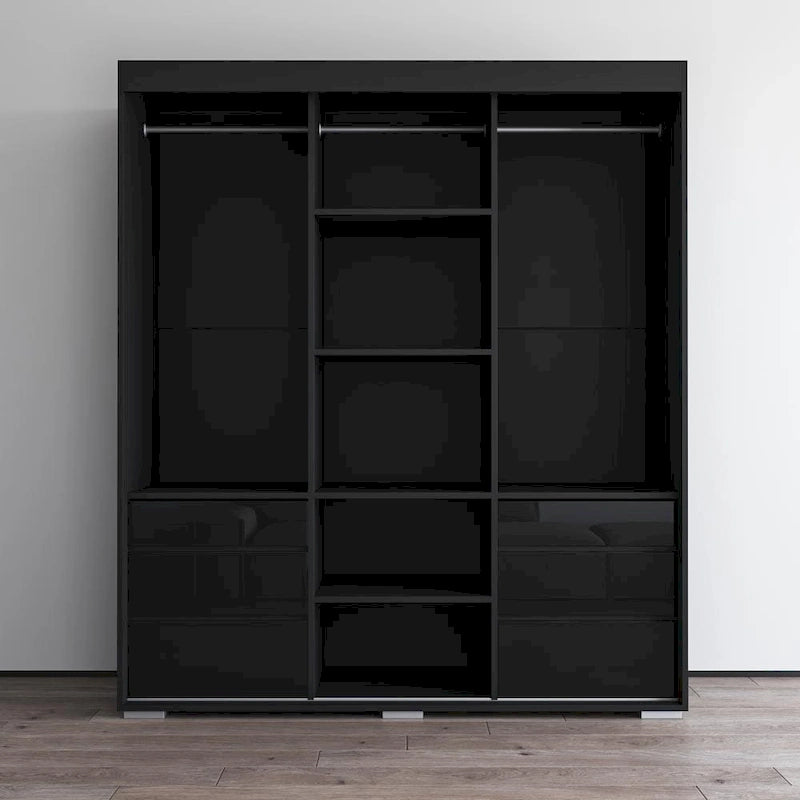 Armadio a 3 ante in vetro da 180 cm, stile moderno
