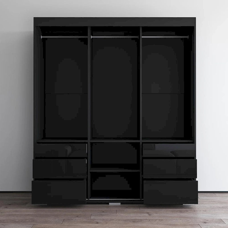 Armadio a 3 ante in vetro da 180 cm, stile moderno