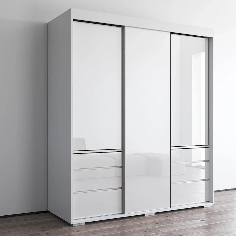 Armadio a 3 ante in vetro da 180 cm, stile moderno