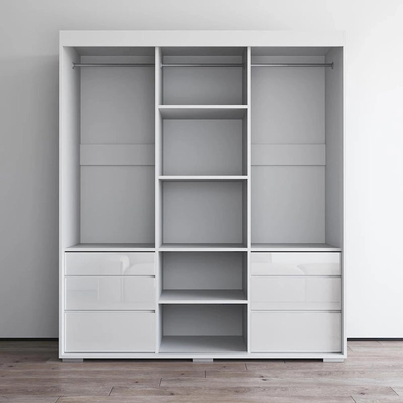 Armadio a 3 ante in vetro da 180 cm, stile moderno