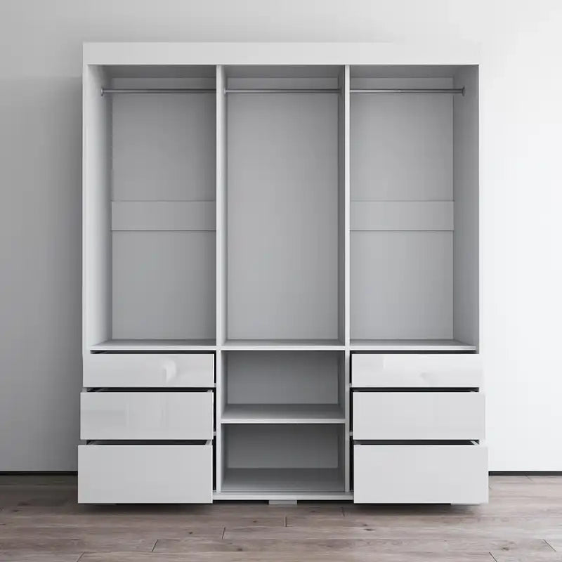 Armadio a 3 ante in vetro da 180 cm, stile moderno