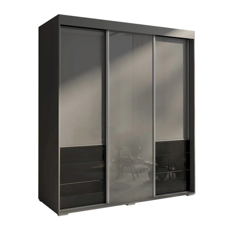 Armadio a 3 ante in vetro da 180 cm, stile moderno