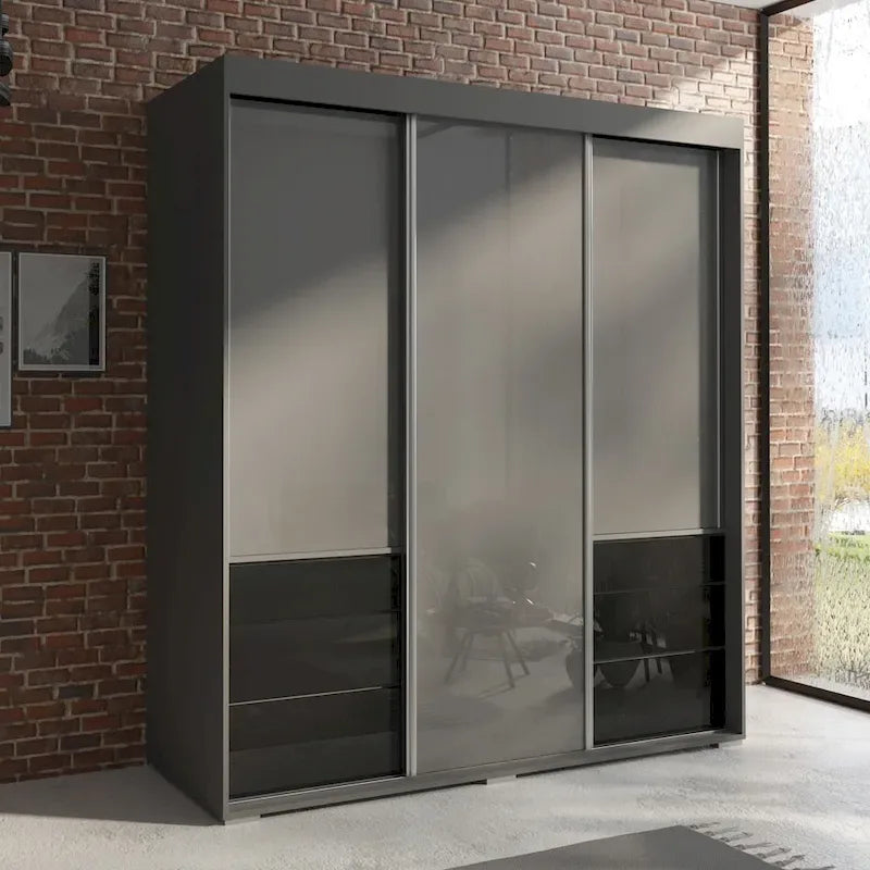 Armadio a 3 ante in vetro da 180 cm, stile moderno