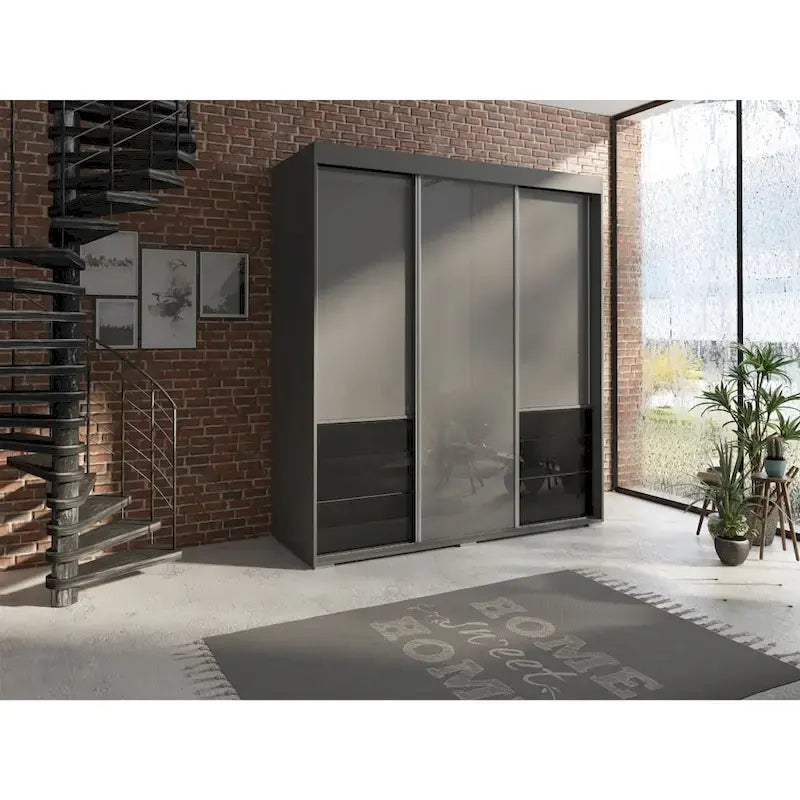 Armadio a 3 ante in vetro da 180 cm, stile moderno