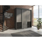 Armadio a 3 ante in vetro da 180 cm, stile moderno