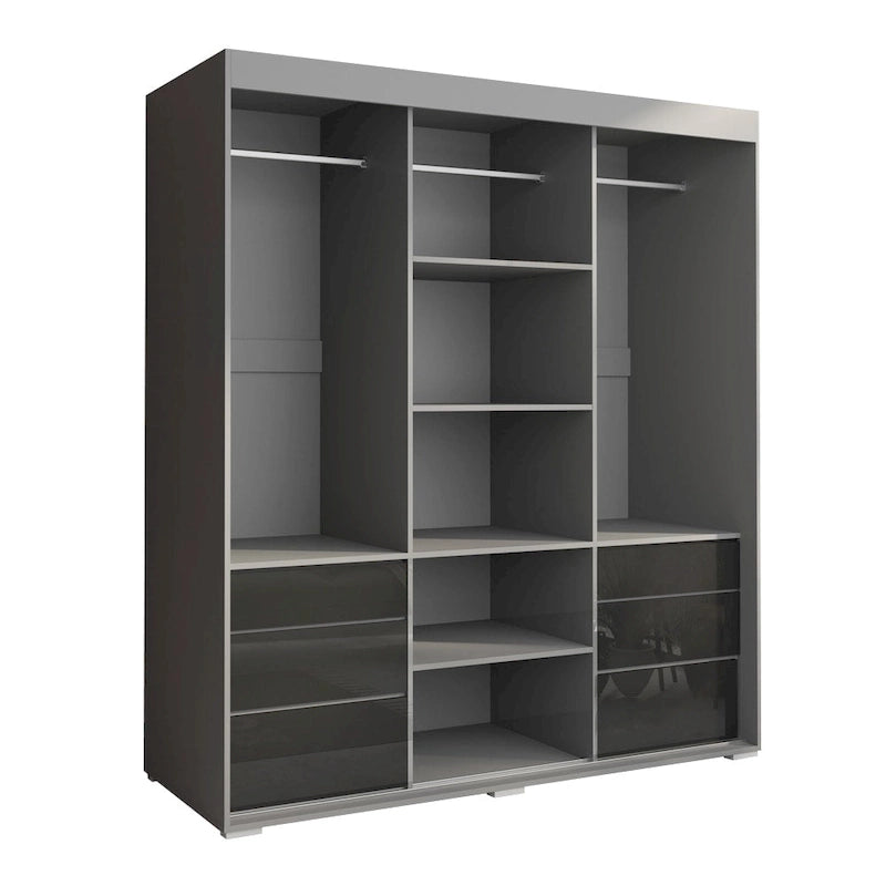 Armadio a 3 ante in vetro da 180 cm, stile moderno