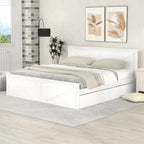 Letto a Piattaforma in Legno con Quattro Cassetti Contenitori e Piedini di Supporto