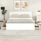 Letto a Piattaforma in Legno con Quattro Cassetti Contenitori e Piedini di Supporto