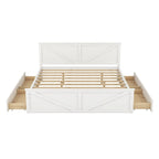 Letto a Piattaforma in Legno con Quattro Cassetti Contenitori e Piedini di Supporto
