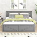 Letto a Piattaforma in Legno con Quattro Cassetti Contenitori e Piedini di Supporto