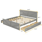 Letto a Piattaforma in Legno con Quattro Cassetti Contenitori e Piedini di Supporto