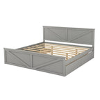 Letto a Piattaforma in Legno con Quattro Cassetti Contenitori e Piedini di Supporto