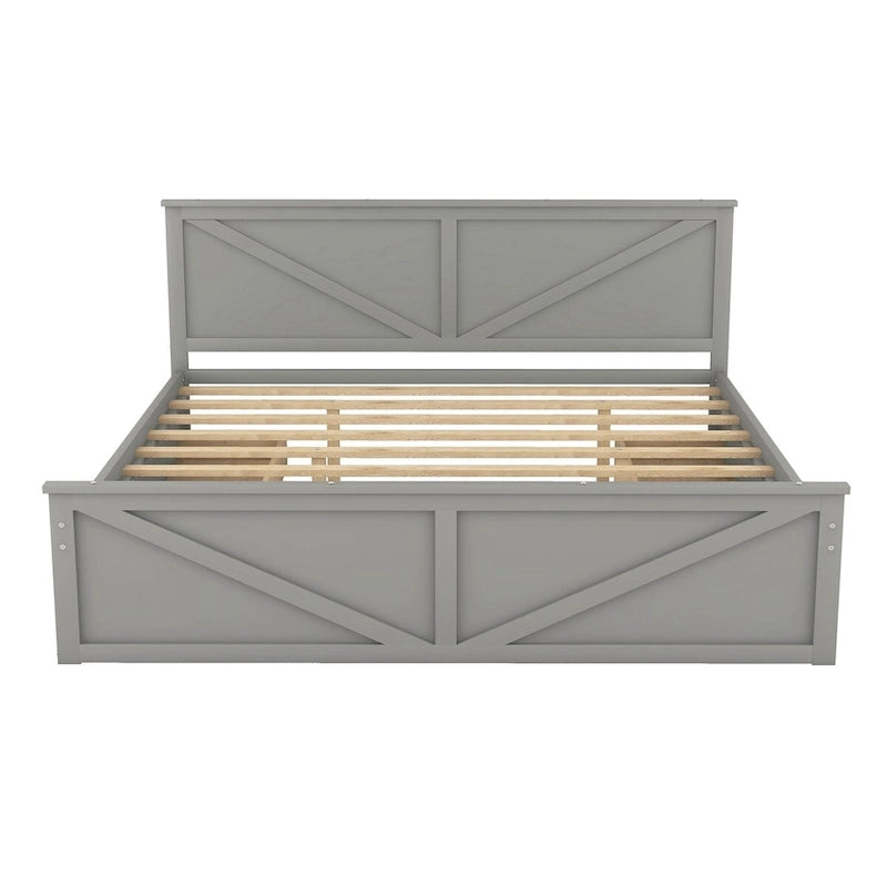 Letto a Piattaforma in Legno con Quattro Cassetti Contenitori e Piedini di Supporto