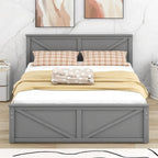 Letto a Piattaforma in Legno con Quattro Cassetti Contenitori e Piedini di Supporto