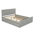 Letto a Piattaforma in Legno con Quattro Cassetti Contenitori e Piedini di Supporto