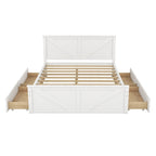 Letto a Piattaforma in Legno con Quattro Cassetti Contenitori e Piedini di Supporto