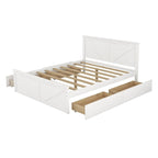 Letto a Piattaforma in Legno con Quattro Cassetti Contenitori e Piedini di Supporto