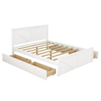 Letto a Piattaforma in Legno con Quattro Cassetti Contenitori e Piedini di Supporto