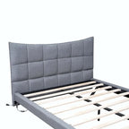 Letto a piattaforma imbottito matrimoniale con luci LED e porte USB