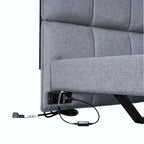 Letto a piattaforma imbottito matrimoniale con luci LED e porte USB