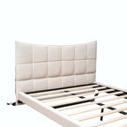 Letto a piattaforma imbottito matrimoniale con luci LED e porte USB