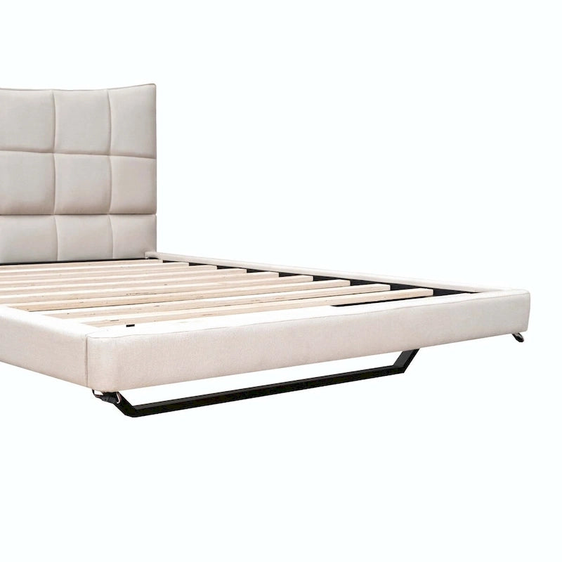 Letto a piattaforma imbottito matrimoniale con luci LED e porte USB