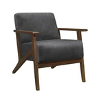 Poltrona Accent da 32 pollici, velluto grigio scuro, legno massello di noce marrone