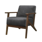 Poltrona Accent da 32 pollici, velluto grigio scuro, legno massello di noce marrone