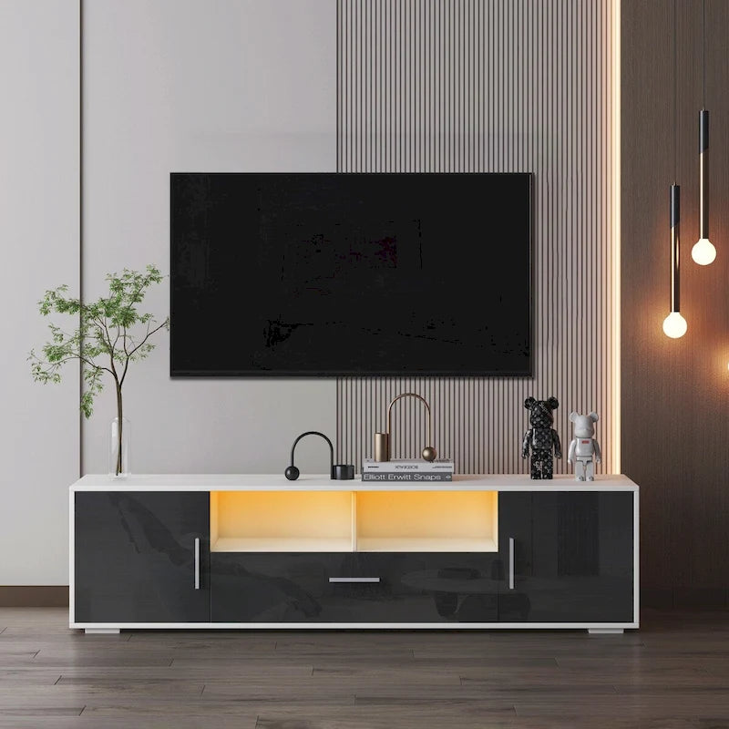 Mobile TV, porta TV, centro di intrattenimento, postazione TV, console TV, console con striscia luminosa a LED, striscia luminosa telecomandabile