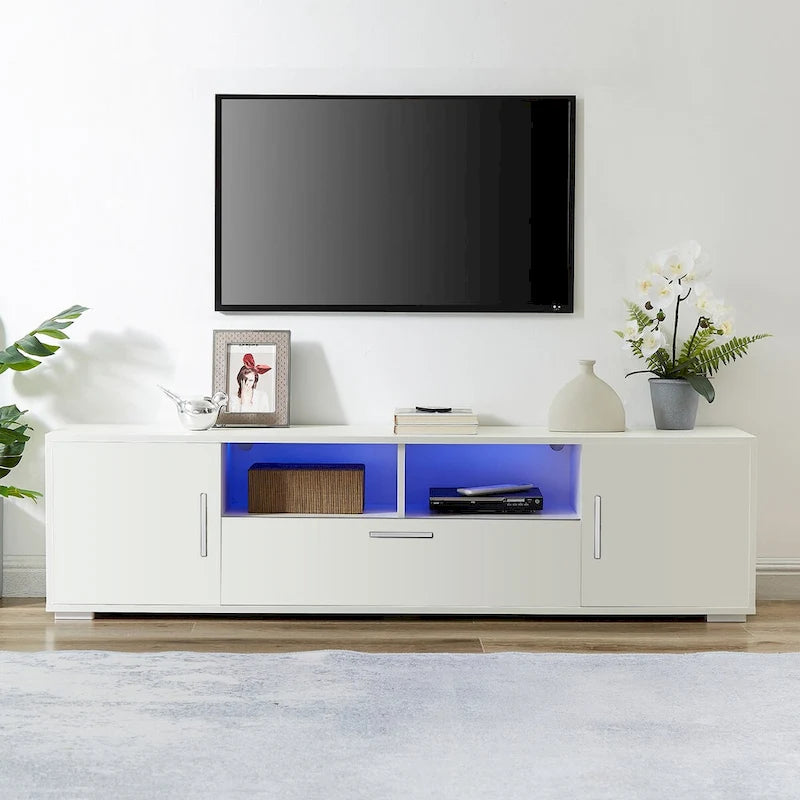 Mobile TV, porta TV, centro di intrattenimento, postazione TV, console TV, console con striscia luminosa a LED, striscia luminosa telecomandabile