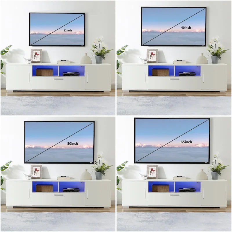 Mobile TV, porta TV, centro di intrattenimento, postazione TV, console TV, console con striscia luminosa a LED, striscia luminosa telecomandabile