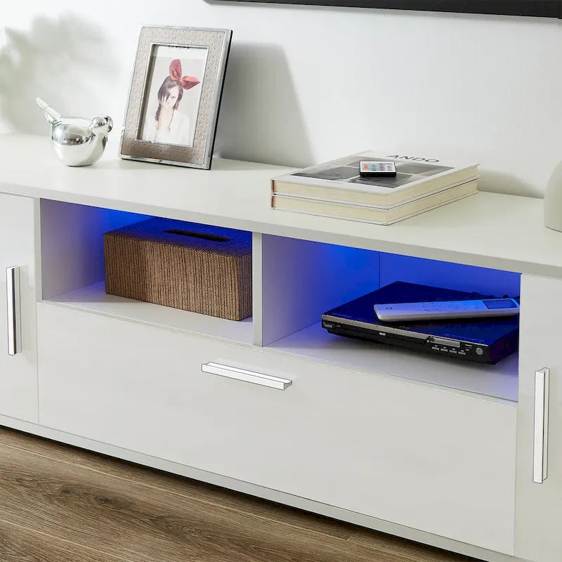 Mobile TV, porta TV, centro di intrattenimento, postazione TV, console TV, console con striscia luminosa a LED, striscia luminosa telecomandabile