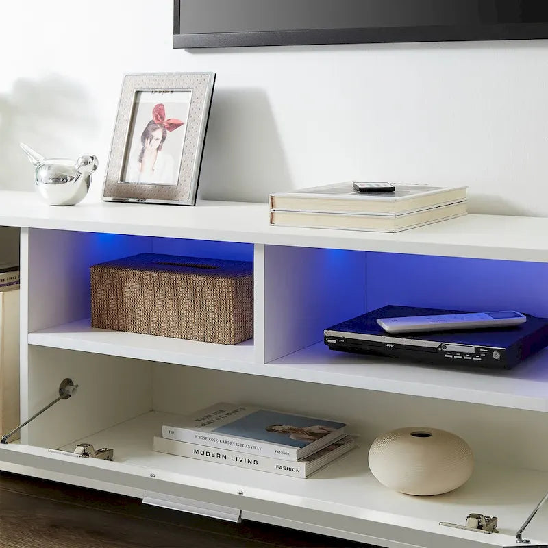 Mobile TV, porta TV, centro di intrattenimento, postazione TV, console TV, console con striscia luminosa a LED, striscia luminosa telecomandabile